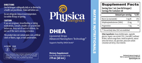 DHEA Liposomal Drops by Physica Energetics Supplement Facts