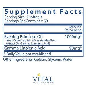 Evening Primrose Oil by Vital Nutrients Supplement Facts