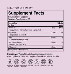 GABA Calming Support by Brain MD Supplement Facts