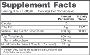 Gamma E Toco Complex by Protocol For Life Balance Supplement Facts