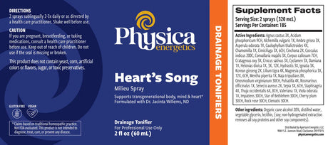 Heart's Song Milieu Spray by Physica Energetics Supplement Facts