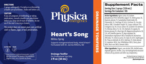Heart's Song Milieu Spray by Physica Energetics Supplement Facts