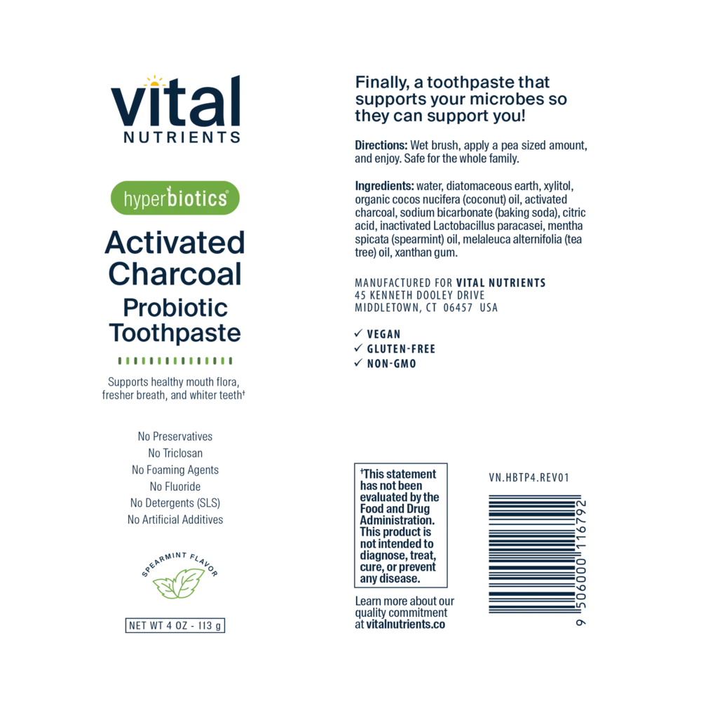 Activated Charcoal Probiotic Toothpaste