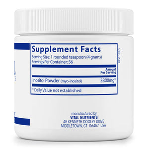 Inositol Powder by Vital Nutrients Label Supplement Facts