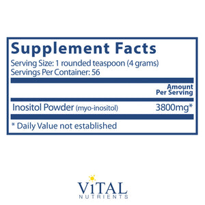 Inositol Powder by Vital Nutrients Supplement Facts