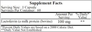 Lactoferrin 100mg by Ecological Formulas Supplement Facts