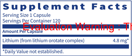 Lithium Orotate by Klaire Labs Supplement Facts