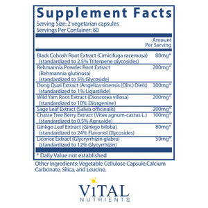 Menopause Support by Vital Nutrients Supplement Facts