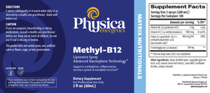 Methyl-B12 Liposome Spray by Physica Energetics Supplement Facts