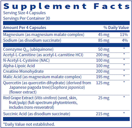 MitoThera by Klaire Labs Supplement Facts
