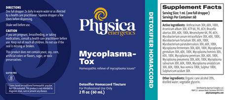 Mycoplasma-Tox by Physica Energetics Supplement Facts