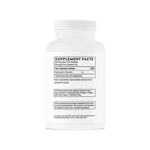 Pancreatic Enzymes by Thorne Bottle Supplement Facts