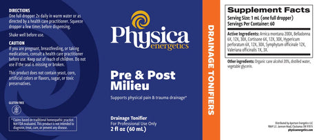 Pre & Post Milieu by Physica Energetics Supplement Facts