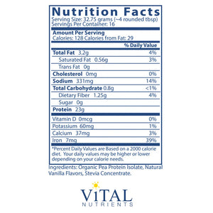 ProVeg Organic Pea Protein by Vital Nutrients Supplement Facts