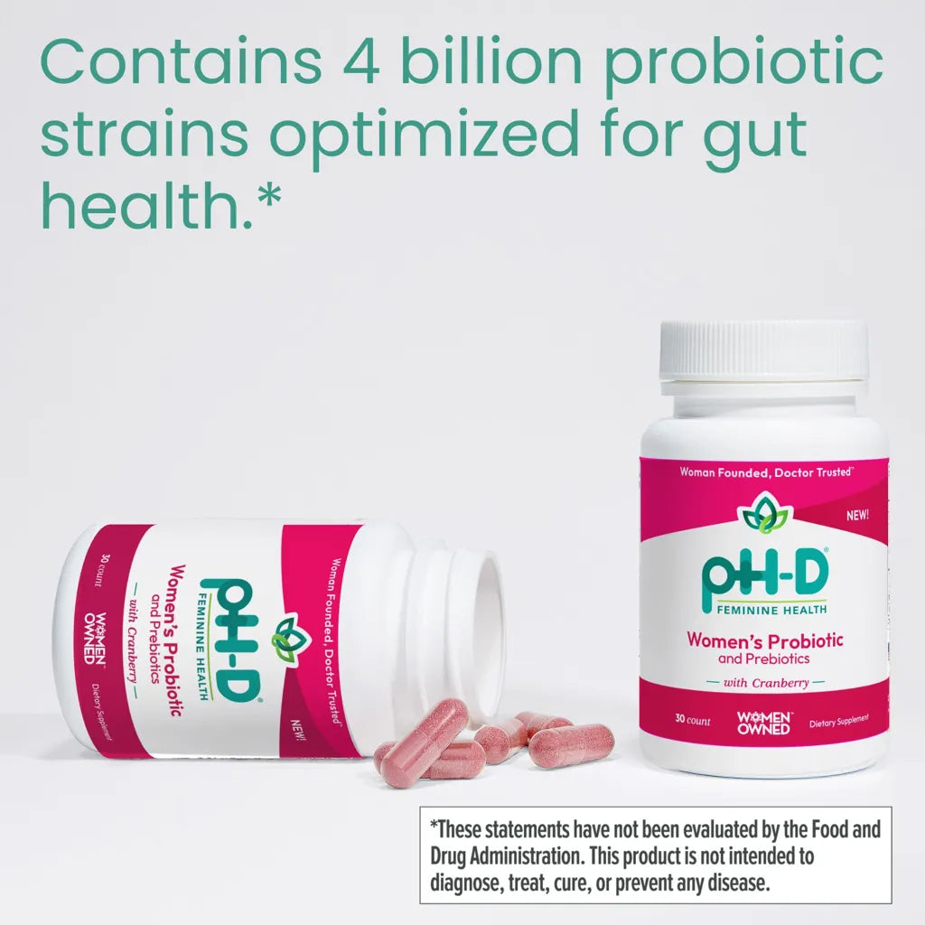Women's Probiotic by pH-D contains 4 billion probiotic strains optimized for gut health