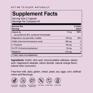 Put Me to Sleep Naturally by Brain MD Supplement Facts