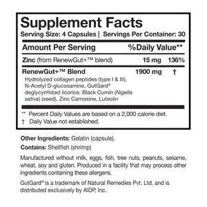 RenewGut+ by Researched Nutritionals Supplement Facts