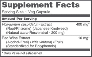 Resveratrol by Protocol For Life Balance Supplement Facts