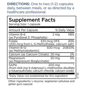 SAMe + CoFactors 200mg by Metabolic Maintenance Supplement Facts