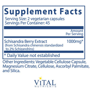 Schisandra Extract by Vital Nutrients Supplement Facts