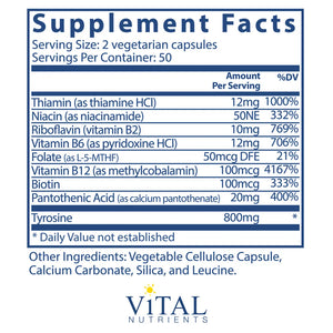 Tyrosine and B Vitamins by Vital Nutrients Supplement Facts
