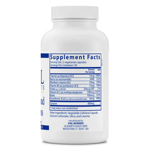 Tyrosine and B Vitamins by Vital Nutrients Supplement Facts Bottle
