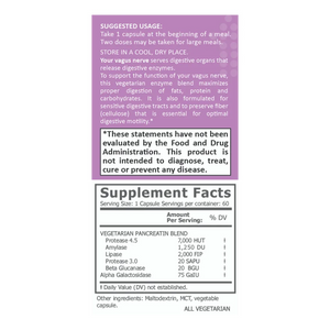 Vagus Nerve Support Digestive Enzymes by TJ Nutrition Supplement Facts