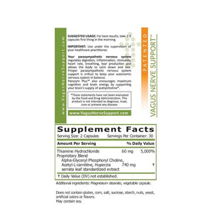 Vagus Nerve Support Parasym Plus by TJ Nutrition Supplement Facts
