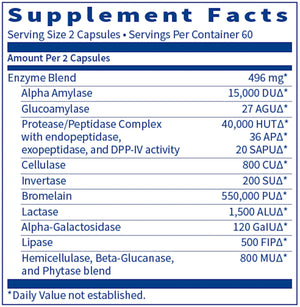 Vital-Zymes Forte by Klaire Labs Supplement Facts