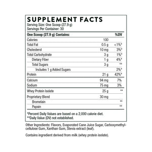 Whey Protein Isolate Vanilla by Thorne Supplement Facts