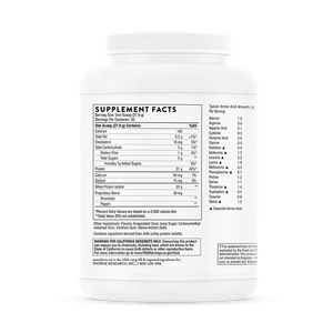 Whey Protein Isolate Vanilla by Thorne Label Supplement Facts