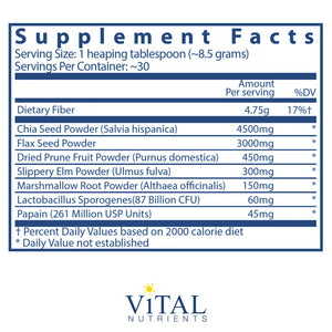 Whole Fiber Fusion by Vital Nutrients Supplement Facts