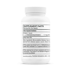 5-MTHF 1 mg by Thorne Bottle Supplement Facts