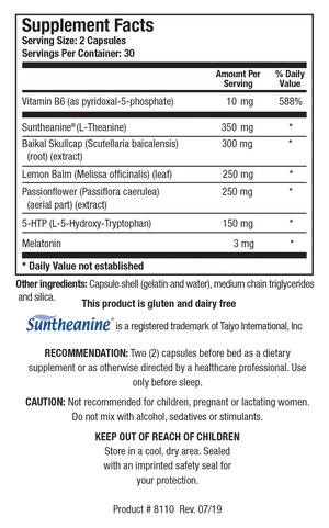 Alpha Theta Ultra PM by Biotics Research Supplement Facts