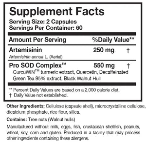 Artemisinin SOD by Researched Nutritionals Supplement Facts
