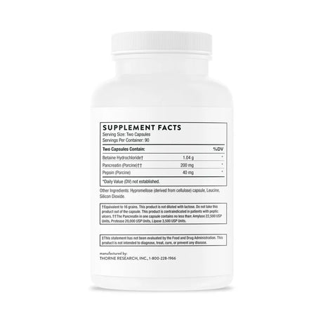 B.P.P. by Thorne Bottle Supplement Facts