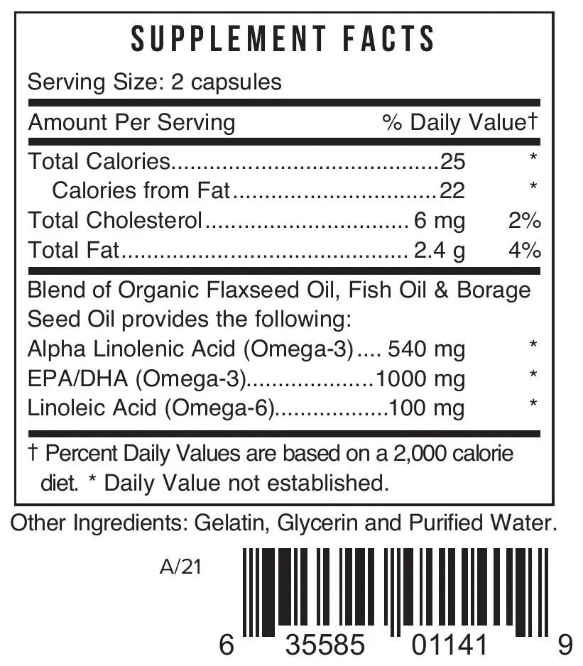 BFO  Borage/Flax/Fish Oil by Systemic Formulas Supplement Facts