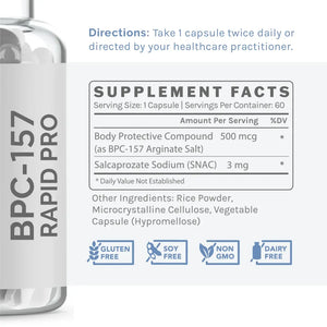 BPC-157 Rapid Pro - 500mcg by InfiniWell Supplement Facts