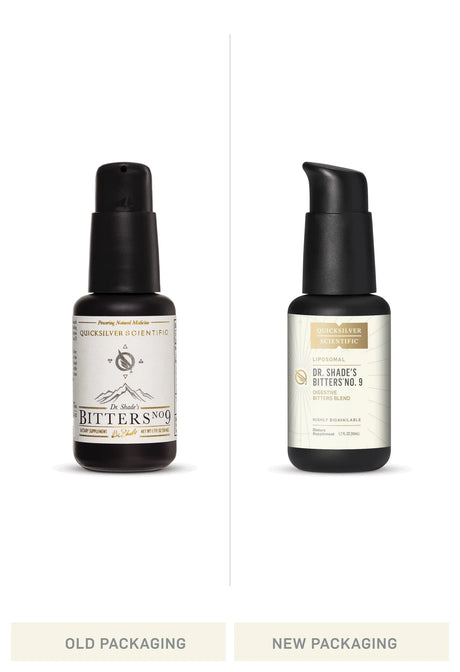 Dr. Shade's Bitters No. 9 by Quicksilver Scientific Old vs New Bottle Comparison