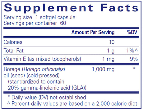 Borage Oil by Pure Encapsulations Supplement Facts