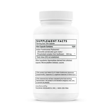 Boswellia Phytosome by Thorne Bottle Supplement Facts