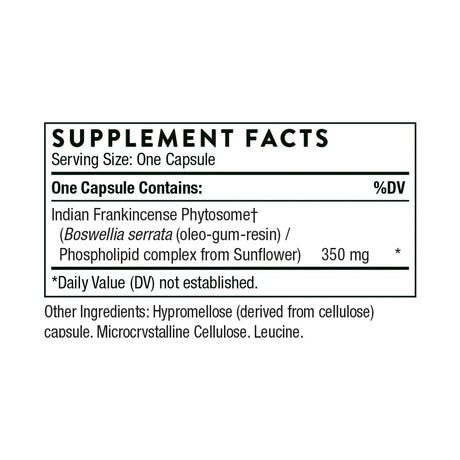 Boswellia Phytosome by Thorne Supplement Facts