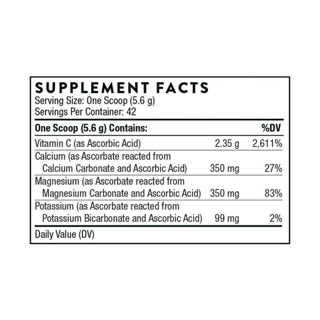 Buffered C Powder by Thorne Supplement Facts