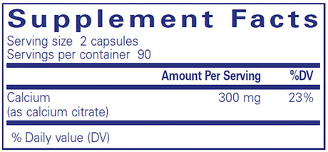 Calcium Citrate by Pure Encapsulations Supplement Facts