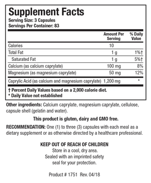 Caprin by Biotics Research Supplement Facts