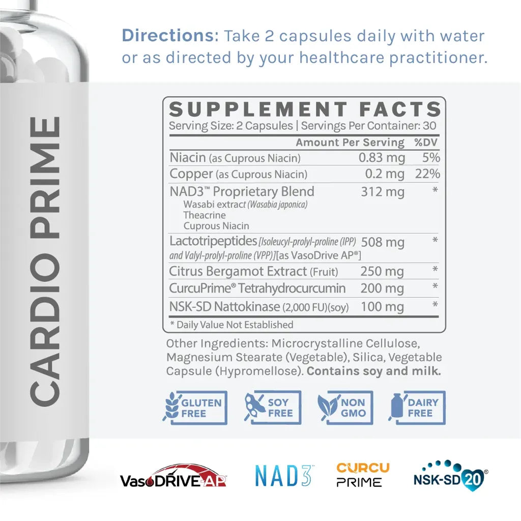 Cardio Prime+ by InfiniWell Supplement Facts