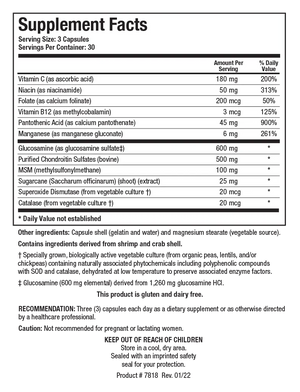 ChondroSamine-S by Biotics Research Supplement Facts