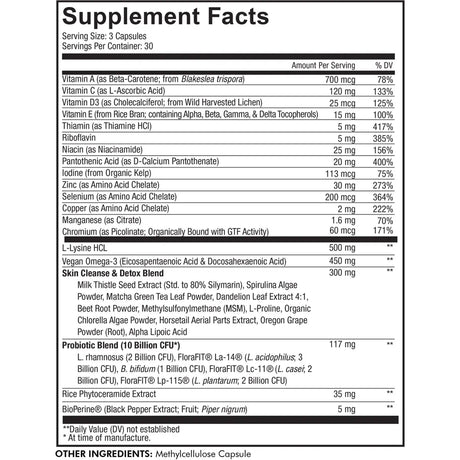 Clearface Vitamins by Codeage Supplement Facts