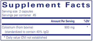 Colostrum 40% IgG by Pure Encapsulations Supplement Facts