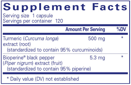 Curcumin 500 with Bioperine by Pure Encapsulations Supplement Facts